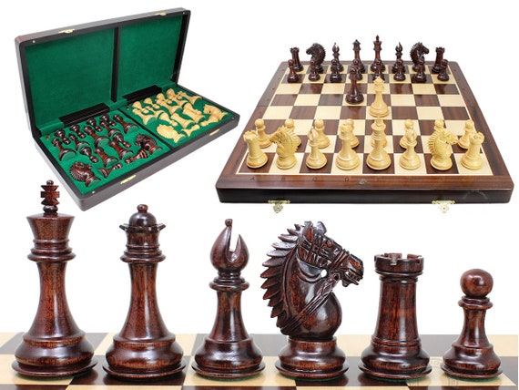 Biggie Knight 2 Extra Queens Rio Staunton Ringy Rosewood Chess Pieces 4" 