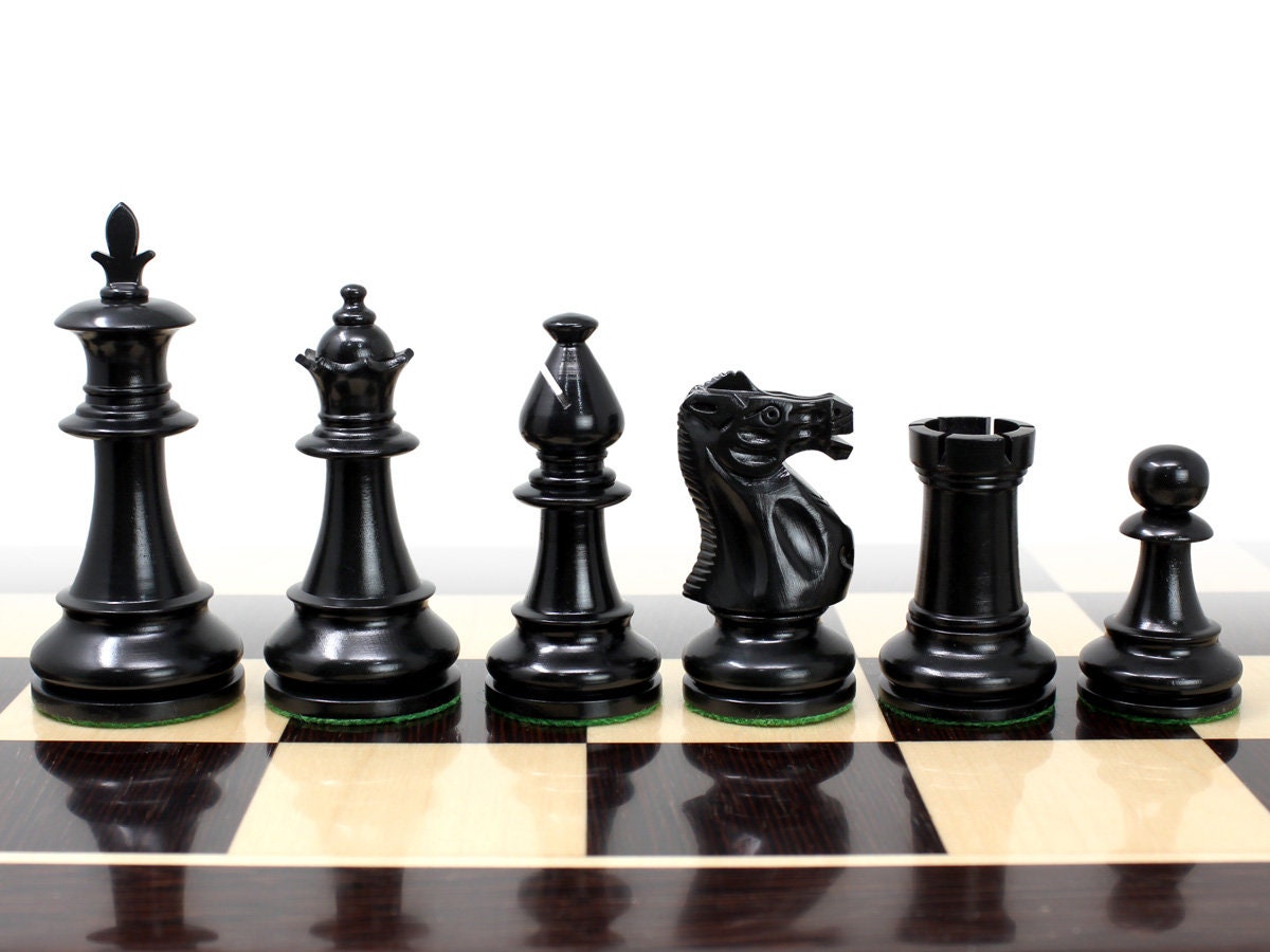 The House of Staunton The Grandmaster Chess Set, Box, and Board Combination  - Ebonized Boxwood