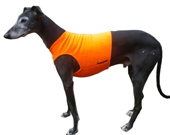 Greyhound vest polar fleece, neon orange, size. S, M, L, XL and Whippet