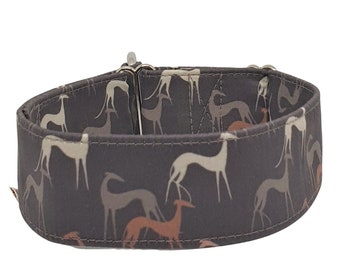 Zugstopp-Halsband/Windhundhalsband Galgo Brown, Windhundmotiv braun, verschiedene Breiten