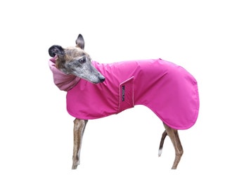 Whippet raincoat color berry, lining: cotton fleece old pink, back length 55 cm, unique piece, available for immediate delivery