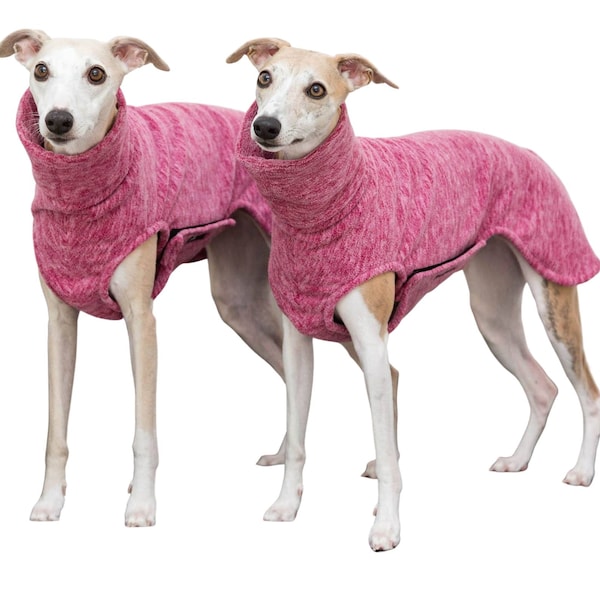 Whippet sweater polar fleece with closure in 3 colors, red-melange, blue-melange, gray-melange, 3 sizes