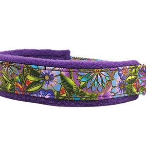 Pull-stop cuddle collar Sighthound collar Tropical, floral motif, softly padded and light as a feather, 3 widths, made to measure image 2