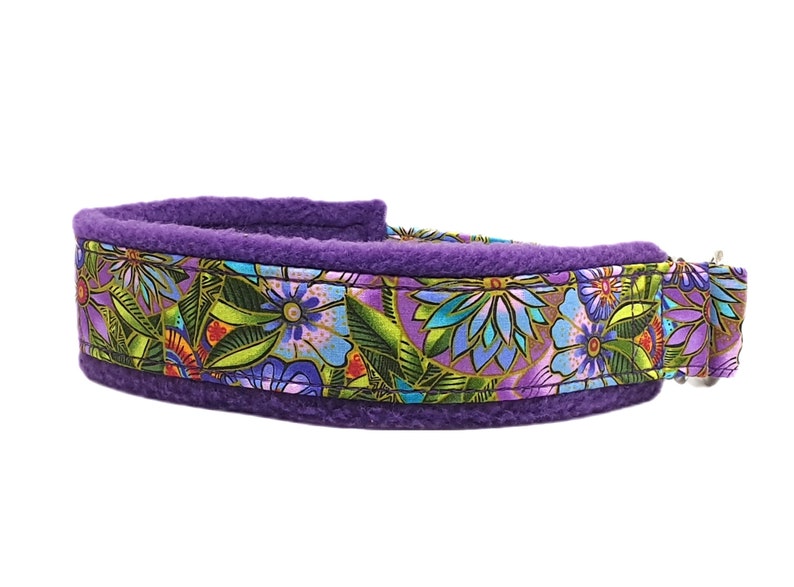 Pull-stop cuddle collar Sighthound collar Tropical, floral motif, softly padded and light as a feather, 3 widths, made to measure image 2
