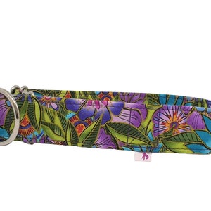 Zugstopp-Halsband Tropical, Windhundhalsband geblümt lila grün, 3 verschiedene Breiten Bild 5