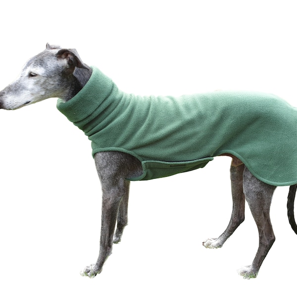 Windhund Pullover Polarfleece mit einem Verschluss, Greyhound Sweater, dunkelgrün, 5 Größen