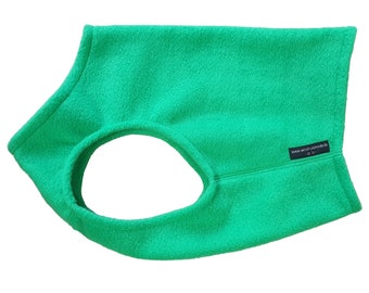 Greyhound vest, polar fleece grass green, size. S, M, L, XL and Whippet