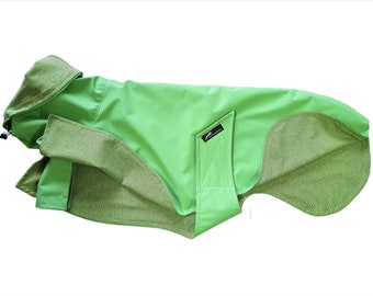 Light Whippet raincoat in light green, lined with cotton jersey green-striped, 5 sizes