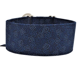 Zugstopp Halsband, Windhundhalsband Blue Square, 3 Breiten lieferbar