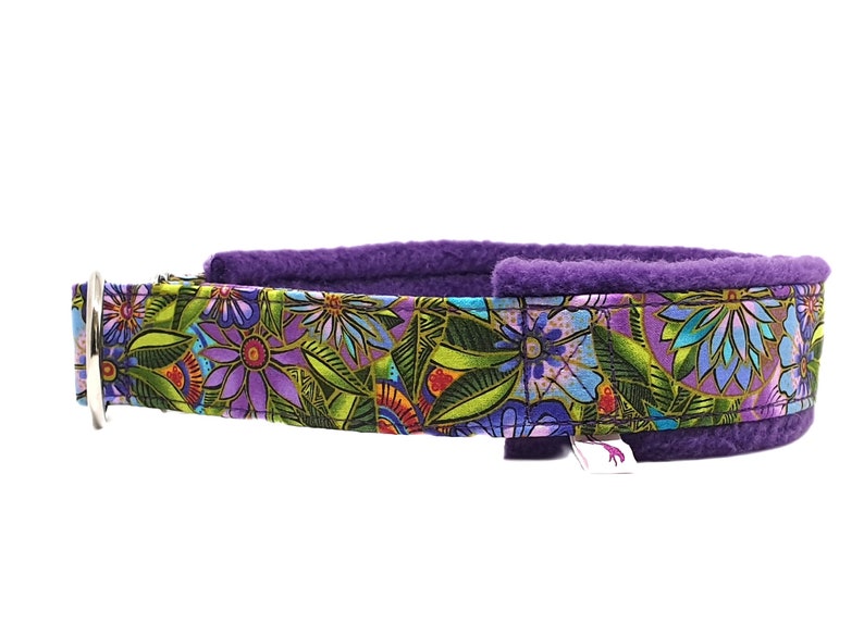 Pull-stop cuddle collar Sighthound collar Tropical, floral motif, softly padded and light as a feather, 3 widths, made to measure image 3