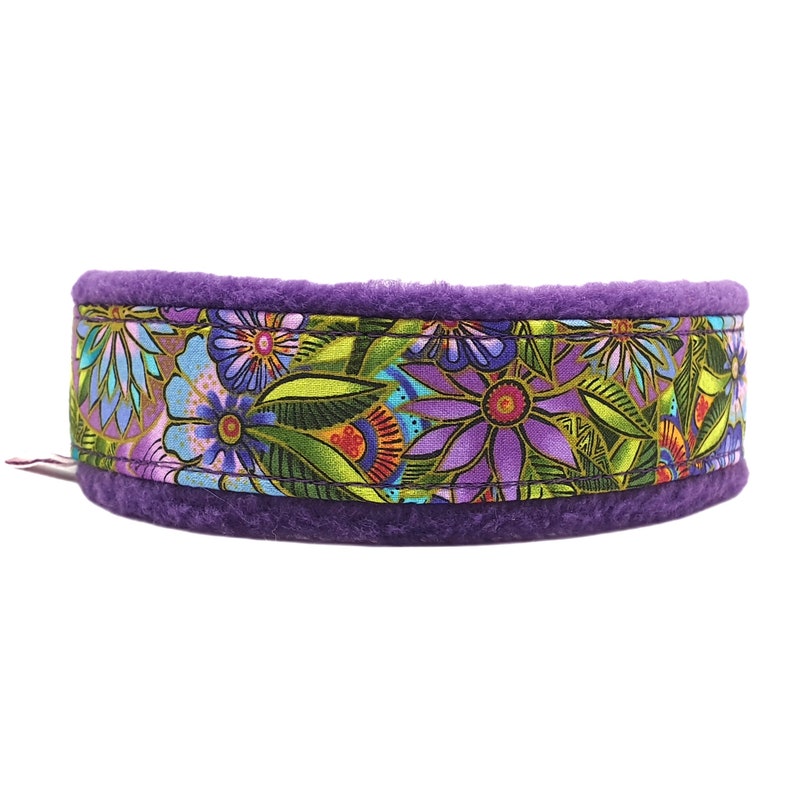 Pull-stop cuddle collar Sighthound collar Tropical, floral motif, softly padded and light as a feather, 3 widths, made to measure 3/5 Centimeters