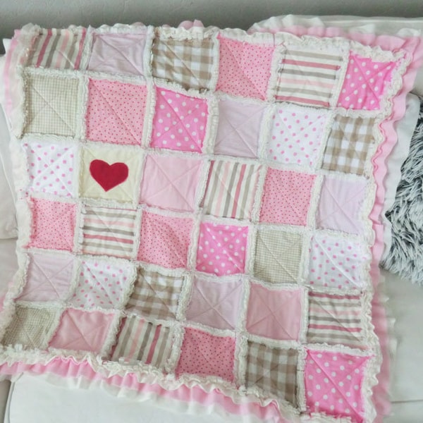 Baby Patchworkdecke  Rag Quilt   "Princess"