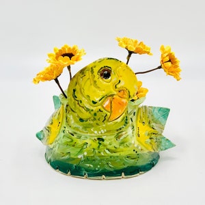 Bird Vase for Succulents, Brushes, Flowers or Pens, Hand Painted Ceramic or Pottery in White Clay