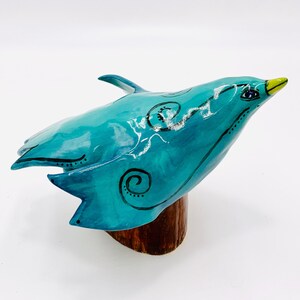 Hand Painted Bird in White Clay