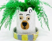 Bear Planter in Speckle Clay Ceramic or Pottery Succulent or Plant Holder