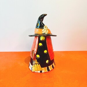 Witch Gnome Luminary, Glazed Ceramic or Pottery in White Speckled Clay