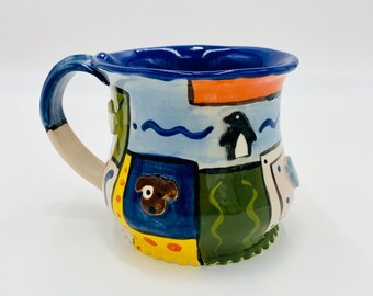 Hand Painted Multi Animal Ceramic or Pottery Mug