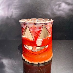 Pumpkin Luminary, Handmade Holiday Halloween Ceramic or Pottery in Brown Clay