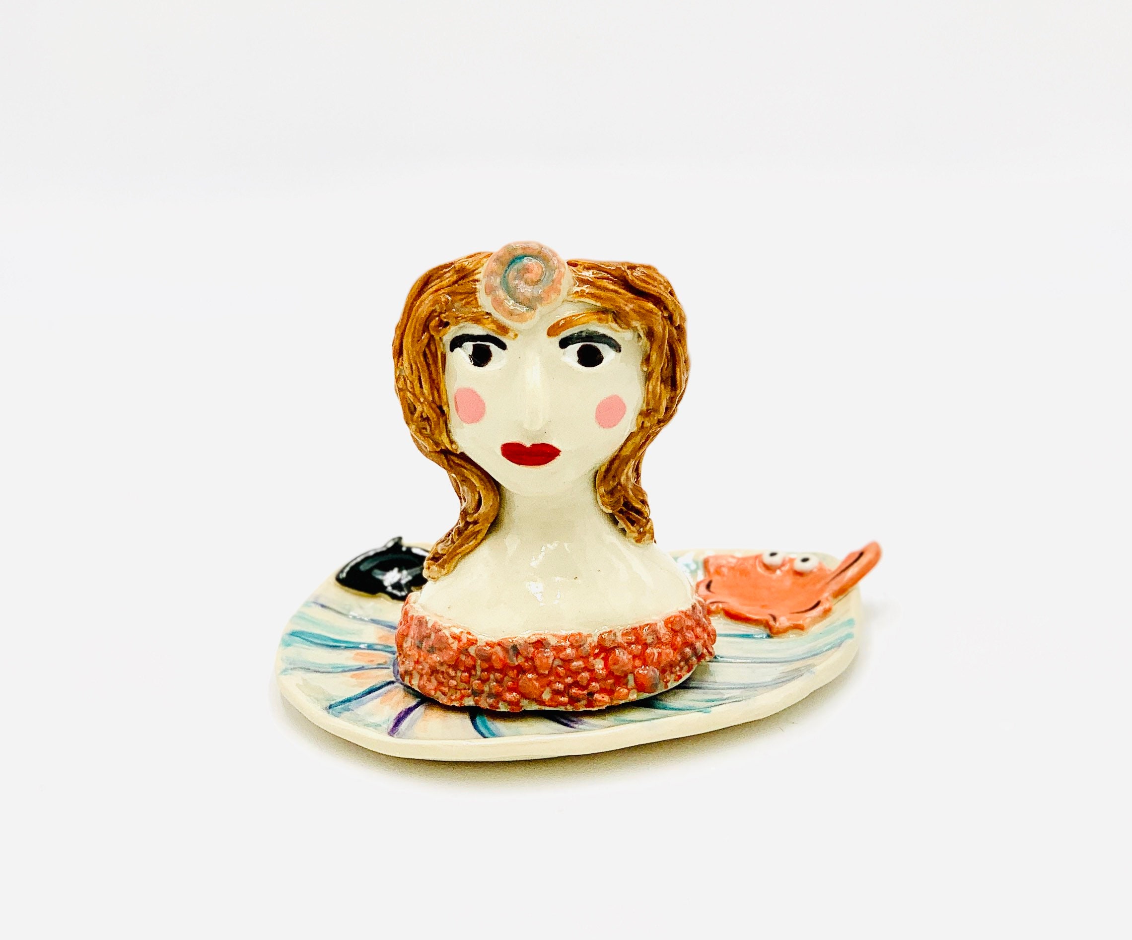 Louie the One Claw Crab and Mermaid Ceramic or Pottery Planter Etsy