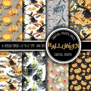 Halloween Digital Paper,Halloween invitation,Potions Clipart,Watercolor Pumpkins,Witch clipart,Magic School Clipart,Broomstick,Wizards Stuff