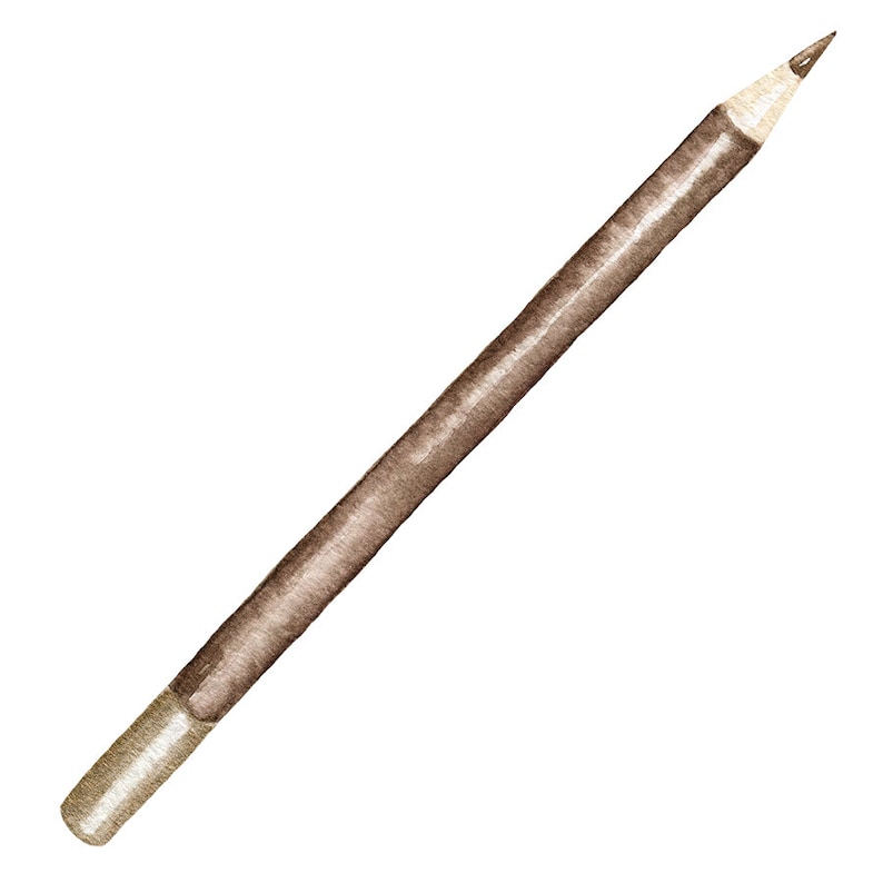 May include: A brown wooden pencil with a gold-coloured eraser.