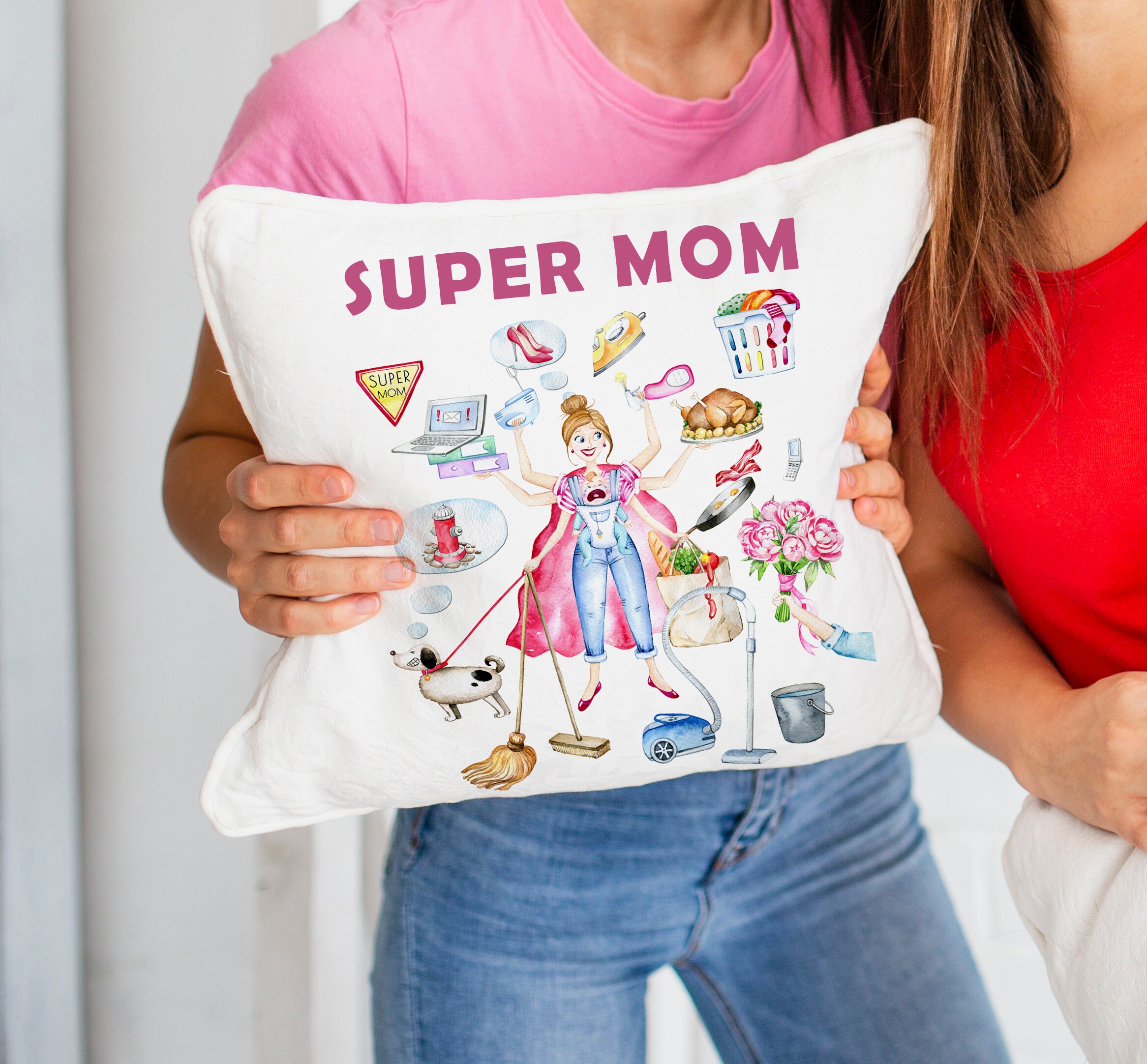 Mother's Day Gift,mom Birthday Gift,gift for Mother,gift for Mom,multitasking  Mom,super Mom Gift,super Mom Illustration,funny Gift for Mom 