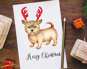 Clipart de Noël, Clipart de chien de Noël, clipart de chiens, chiot de Norwich, terrier de Norwich, pépinière de chien, chien drôle, portrait de chien, carte de salutation