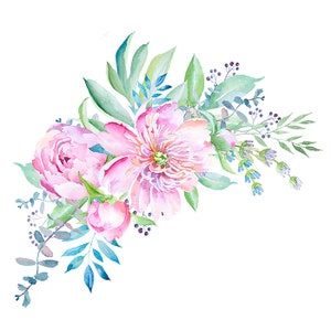 Peony Clipart Watercolor Clipartfloral Clipart Flowers - Etsy