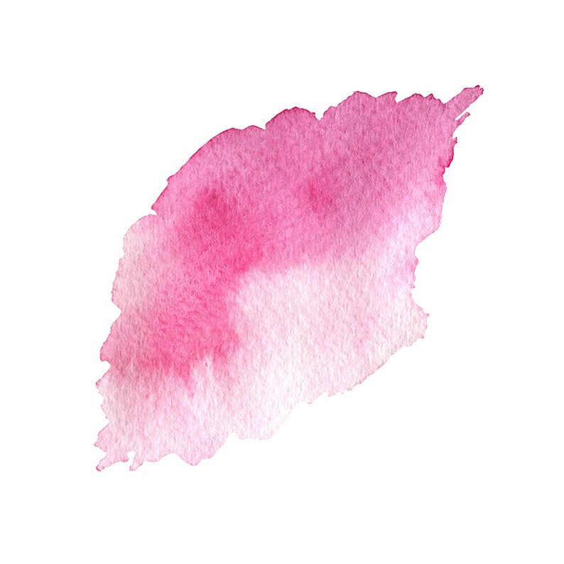 May include: A pink watercolour wash with a soft, faded edge. The wash is a light pink in the centre and fades to a darker pink at the edges.
