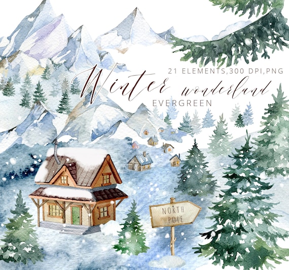 Winter Wonderland Clipart Christmas Clipart Festive Clipart - Etsy