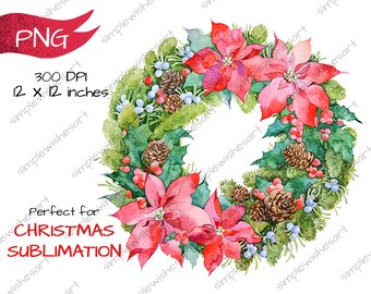 Merry Christmas PNG, Christmas Sublimation Design, Christmas Wreath PNG, Christmas frame, Holiday PNG, Christmas Prints ,Christmas t- shirt