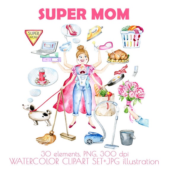 Mother's Day Gift,mom Birthday Gift,gift for Mother,gift for Mom,multitasking  Mom,super Mom Gift,super Mom Illustration,funny Gift for Mom 