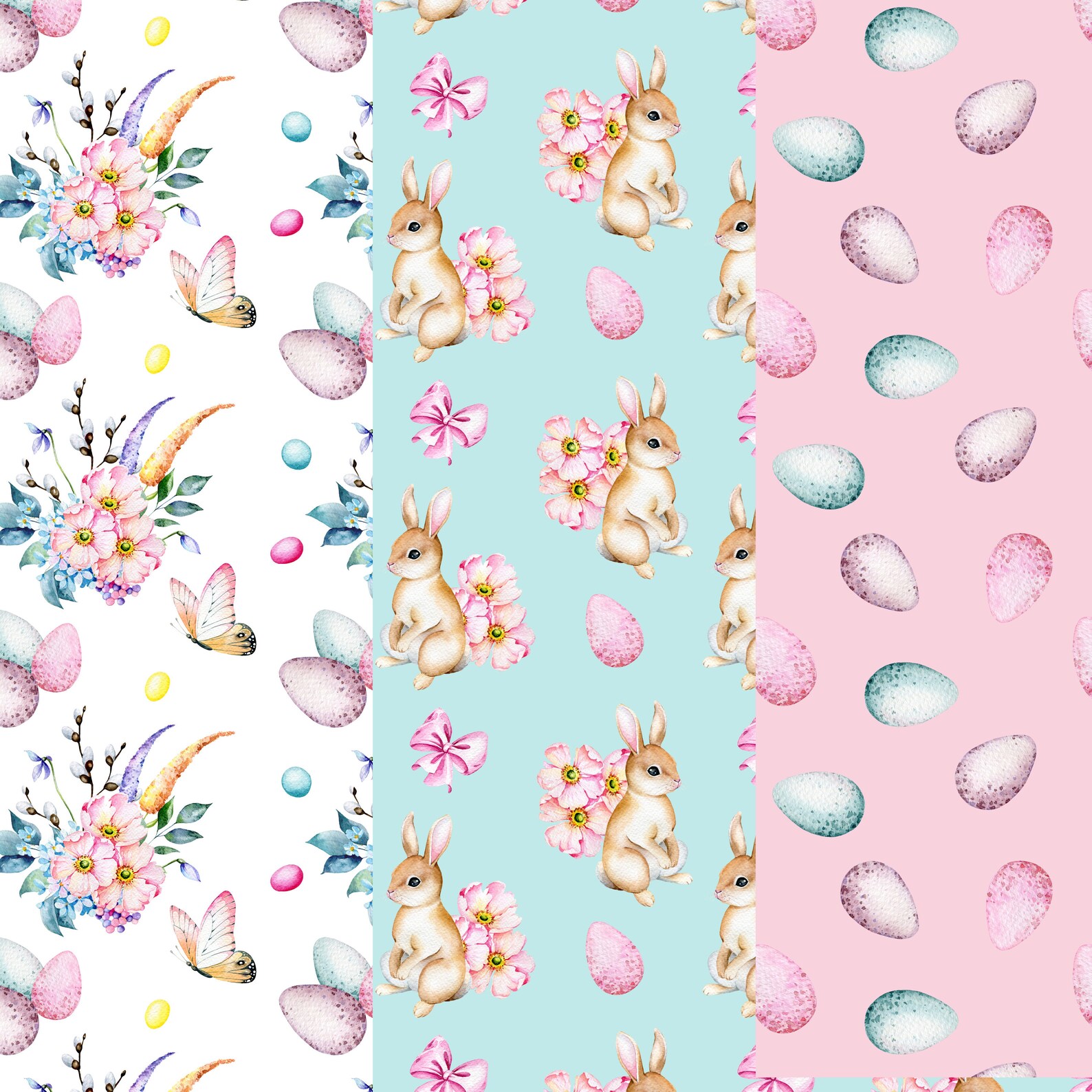 Seamless Watercolor Easter Papers, Easter Seamless Digital Paper ...