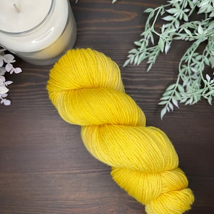 DK Yarn, Hand Dyed Yarn, Superwash Merino Wool  - Yellow Yarn/Gold Yarn/Semi Solid Yellow Yarn