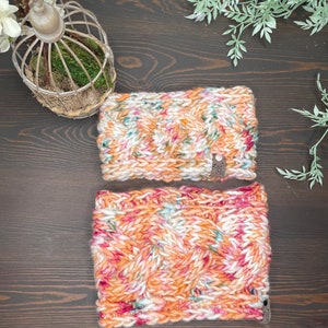 Adult Chunky Knit Headband Neck Warmer/White Orange Green Pink Headband Neck Warmer/Earwarmer Neckwarmer/Delta Cable Headband Neck Warmer