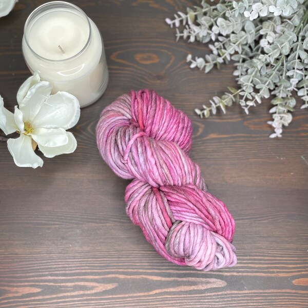 Hand Dyed Yarn/Super Bulky Yarn/Pink Brown Purple Yarn/Pink Yarn/Brown Yarn/Malabrigo Rasta