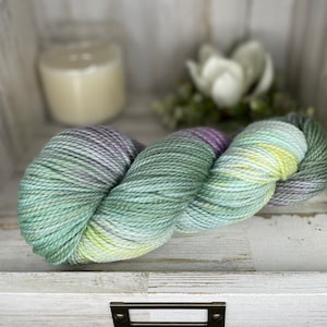 Hand Dyed Yarn, Worsted Yarn, Wool Yarn, Merino Wool - Speckled Yarn, Green Purple Yarn/Green Yarn/Purple Yarn