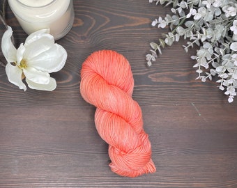 Hand Dyed Yarn, Sport Yarn, Wool Yarn, Merino Wool, Sock Yarn - Peach Yarn, Orange Yarn, Coral Yarn