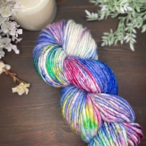 Hand Dyed Superwash Merino Wool Yarn: Light Super Bulky, Colorful Chunky Knit