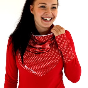 Hoodie "Mika-40" dots, red, white, lace