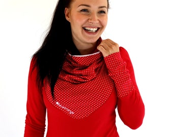 Hoodie "Mika-40" dots, red, white, lace