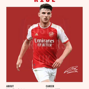 Declan Rice Poster | Declan Rice Print, Sports Poster, Football Player Poster, Soccer Wall Art Declan Rice Arsenal Poster