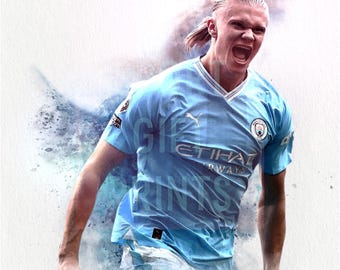 Erling Haaland Man City Poster | Sports Wall Art Print