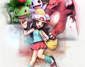 ポケモンXY セレナとフォッコ - ポスターA3サイズ 壁飾りアート - Etsy