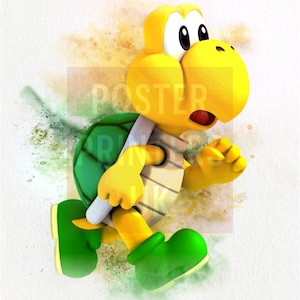 Koopa Troopa Poster | Koopa Troopa Nintendo Print, Games Poster, Game Character Poster, Wall Art Koopa Troopa Nintendo Poster