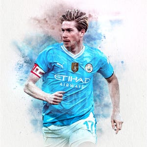 Pôster de Kevin De Bruyne | Impressão de Kevin De Bruyne, pôster esportivo, pôster de jogador de futebol, arte de parede Pôster de Kevin De Bruyne do Man City