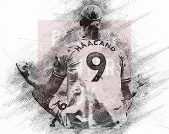 Erling Haaland Manchester City Poster | Minimalist Football Art Print