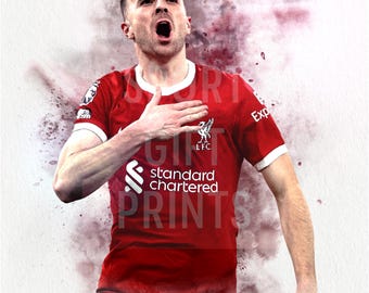 Pôster de Diogo Jota do Liverpool FC | Arte minimalista de futebol