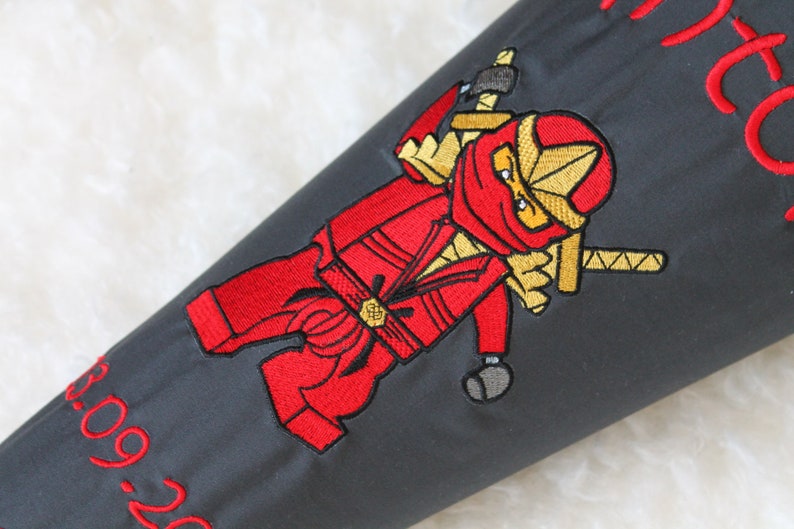 School bag fabric ninja with desired name & date image 3