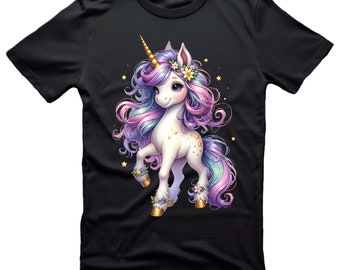 Kinder T-Shirt Schwarz mit Sweet Einhorn